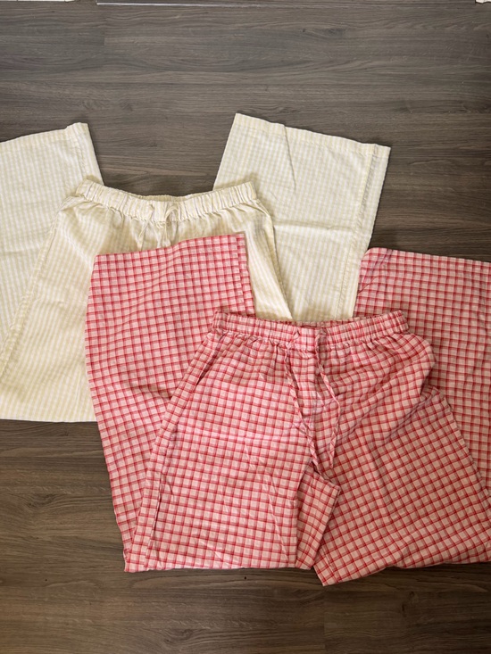 Ardene Pants - Bundle of 2 Wide Leg Baggy Flowy Summer Printed Pants Yellow Stripe Pink Stripe